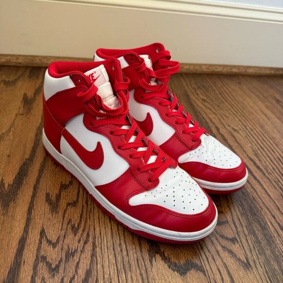 Nike Dunk High University Retro Red White - Picture 1 of 8